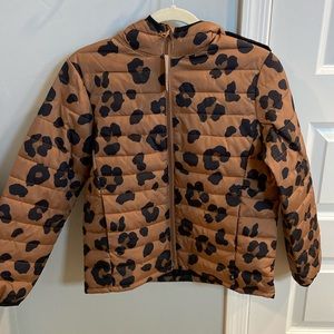Gap Kids Girls XL leopard puffer jacket